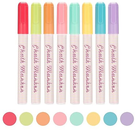 Asudaro 8 Stück Kreidemarker, Flüssiger Tafelmarker Bunte Kreidestifte Werbung Heller Tafelmarkierungs Stift Fensterkreide Stifte Für Malen Und Schreiben Auf Löschbaren Whiteboards Aus Glas Und Stein