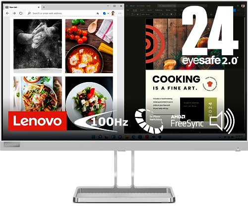 Lenovo L24i-40 Monitor - Display 23.8 pollici FullHD WLED (1920 x 1080, VA, Bordi Ultrasottili, AMD FreeSync, 4ms, 100Hz, Cavo HDMI) - Raven Black - Esclusiva Amazon