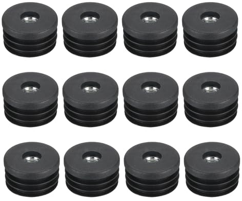 QUARKZMAN 30mm Inserti per Tubi Tondi Neri Con Filettatura M8, 8Pz | Tappi Sedie per Tubi Rotondi, Tappo Rotondo, Plastica Nera, con Inserto per Rotelle, Tappi Sedie Gambe Mobili
