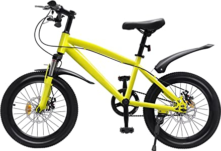 ROGONPDK Kinderfahrrad 18 Zoll Kinder Mountainbike Kinder MTB City Fahrrad Scheibenbremse Bike Erwachsenenfahrrad für Herr Damen Jungen Mädchen Gelb Schwarz