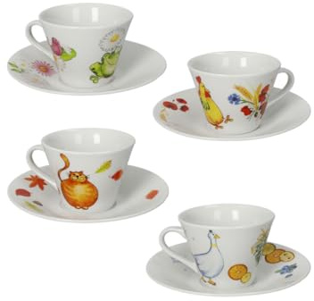 Brandani 51224 TAZZINA CAFFE 4 STAGIONI SET 4 PZ DECORI ASSORTITI PORCELLANA