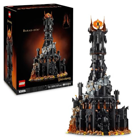 LEGO Icons Der Herr der Ringe: Barad-dûr, Bauset für Erwachsene mit den Minifiguren Sauron, Gothmog, Ork, Frodo, Sam und Gollum, Erinnerungsstück zum Film, Sammlerstück für Fans 10333