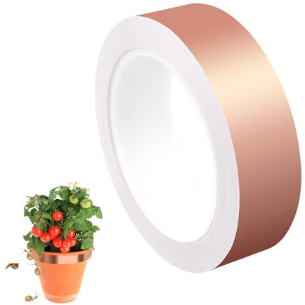 Funtery Kupferband Gegen Schnecken, 30mm x 20m Schneckenschutz Kupferband Für Hochbeet Pflanzen, Schneckenabwehr, Selbstklebend Schneckenabwehr Kupfer Schneckenband Schneckenfalle Anti Schnecken