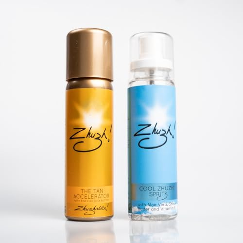 Schnell wirkender Bräunungsbeschleuniger und erfrischendes Spray für strahlende Sommerhaut – praktisches Set für unterwegs.