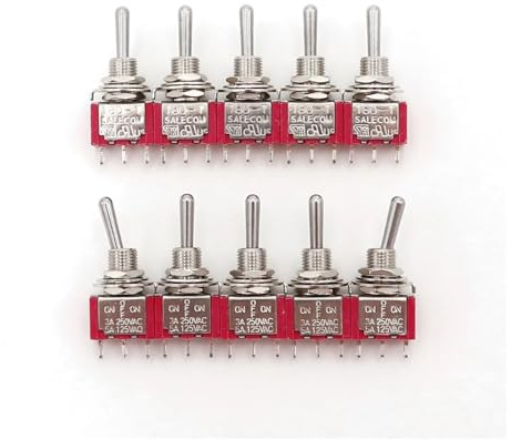 10Pcs SH T8014 Standard Lever 3Pin ON-OFF-ON Latching 3-Position SPDT Toggle Switch ICXLPMC