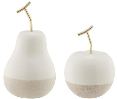 Danya B. Vost Dipped Fruit Decorative Accent Ceramic Sculpture Figure Set of 2 - Small - White/Cream