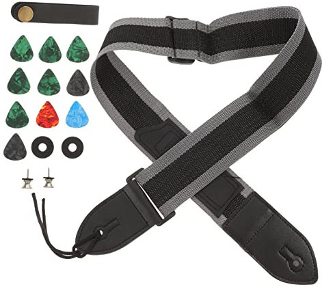 BESTonZON Gitarren-balance-unterstützung 16-teiliges Gitarrenplektren- und Verstellbares Gitarrengurt-set für Akustik- und E-gitarren