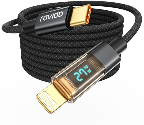 RAVIAD Câble USB C vers Lightning 3M [Certifié MFi] Câble USB C iPhone Chargeur Rapide Power Delivery Fil Lightning USB C pour iPhone 14 13 12 11 Pro Max Mini XR XS Max X 10 8 7 SE 2020, iPad -Noir