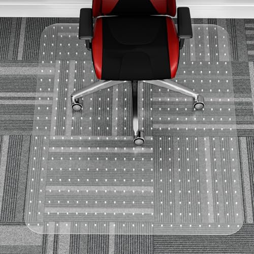 WASJOYE Office Chair Mat for Carpeted Floor, 75 x 120cm Rectangular Carpet Protector Chair Mat, 2.2mm Thick Non-slip PVC Transparent Clear Carpet Floor Protector Mat for Home Computer Chair