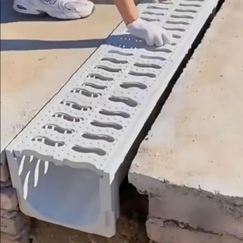 Entwässerungsrinne U-förmiges Dachrinnen-Abdeckgitter, 10 15 20 25 30 35 40 Cm Bodenablaufsystem Für Balkon/Garage/Bürgersteig/Keller, Rechteckiges Regenwassergitter(100x35x35cm/39.4x13.8x13.8in)