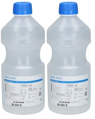 B-BRAUN | Siero Fisiologico | Fluidifica e inumidisce le mucose nasali | Elimina i secretoni | Permette il risciacquo e il trattamento delle ferite | Idratazione delle bende | Confezione da 2 x 1 L