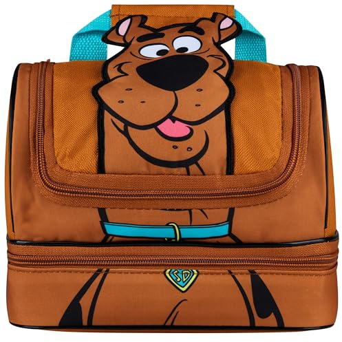 Get Trend Scooby Doo Bolsa Termica Porta Alimentos Infantil | Bolsa Nevera Portátil Almuerzo con Doble Compartimentos para Colegio, Picnic e Viaje, Fiambrera Termica (Marrón Scooby Doo)