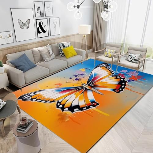 Tierischer Schmetterling Teppich Kinderteppich Wohnzimmerteppich Schlafzimmerteppich 3D-Gedruckter Superweicher Flanellteppich 90 X 150 cm -Polyester-Soft-Touch,Leicht Zu Reinigen -67298412258650
