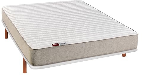 PIKOLIN Pack económico Descanso 135x190 | Colchón HR Visco Leah 24cm | Base tapizada Blanca con 4 Patas | Montaje y Retirada Usado Incluido