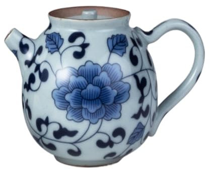 Teekanne im Retro-Stil, blau und weiß, Porzellan-Teekanne, Keramik, Kleiner Kessel, Kung-Fu-Teekanne, Einzelkanne, Teeservice (blau A)
