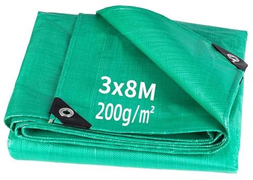 Truevaste 4 Pack Abdeckplane Wasserdicht 2x3 m, 200 g/m² Robuste Plane mit Ösen, PE Gartenplane Wetterfest, UV-beständig, Gewebeplane Reißfest, Abwaschbar, Allzweckplane für Garten, Bau, Camping, Grün