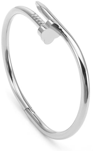 Chritice Armreif Silber 925 Damen Armband Silber 925 Nagel Armreif Dame Armband für Frauen Umfang 17CM, Durch Drücken öffnen, S925 kleeblat Armreifen Geschenk für Frauen Valentinstag