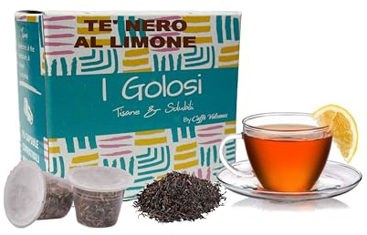Caffè Vulcanus - I Golosi Tè nero al limone, 40 Capsule Compatibili con Nespresso, Infuso Naturale in Foglia