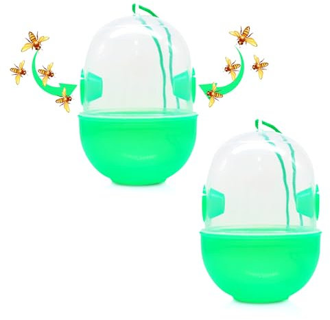 SEABABOO Trappola Per Insetti In Plastica Set Di 2 Ø8.5X12CM Trappola Per Calabroni Trappola Per Insetti Trappola Per Vespe Catcherriutilizzabili Trappola Vespe Appese Per Esterni