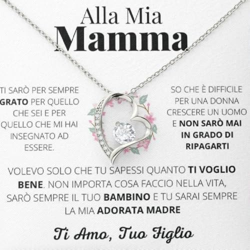 GleamÆVita Lux Collana regalo mamma, figlia, fidanzata con dedica, idea regalo donna,colore argento, acciaio inox, catenina regolabile da 45cm a 55 cm, anallergica
