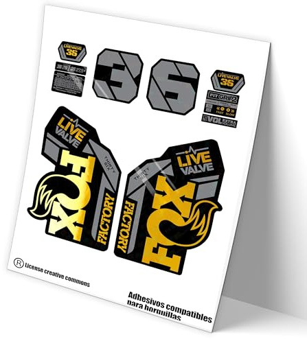 Ref: VP468 Aufkleber, kompatibel mit Fox 36 Factory Live Valve Bicolor MTB, Sticker, Aufkleber, Aufkleber für Mountainbikes. (Chrome-Gold)