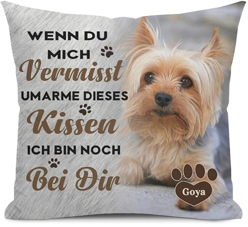 Alienc Gedenkkissen Bezug mit Foto & Name für Hund & Katze | Optional mit Füllung, Ein liebevolles Gedenkgeschenk für Hund & Katze voller Liebe, Trost, Nähe und bleibender Verbundenheit