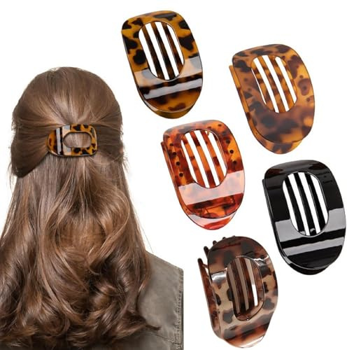 Noaxylic 5 Piezas Grande Pinzas, Plana Pinza de Pelo para el Pelo para Mujer, Clips Antideslizantes para Hair, 10 x 6 cm Pinzas Francesas para el Hair, para Mujeres, Niñas, para Cabello Grueso, Fino