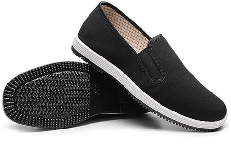 Kinesisk stil Kung Fu kampsport Tai Chi skor, traditionella Peking stil skor Gummisula unisex svart halkfri lätt laminatsula(Black,38 EU)