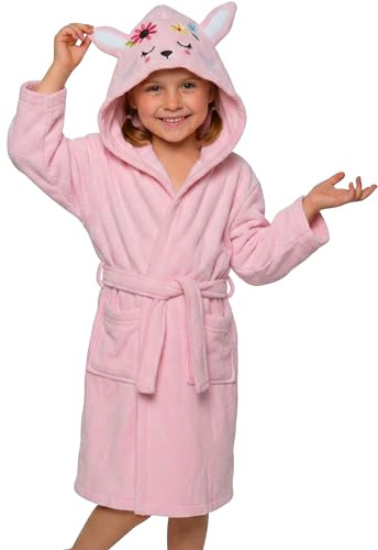 o-day Morbido Accappatoio Bambino Spugna e Divertente Accappatoio Bambina Spugna con Cappuccio a Forma di Animali Cotone 100% (IT, Età, 5 anni, 6 anni, Regular, Rosa - Gattina)