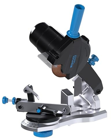 Güde GKS 108 L Affûteuse de chaîne de tronçonneuse – 230 V, 85 W, 5000 tours par minute, diamètre du disque 10,8 cm, angle d'affûtage jusqu'à 35 degrés gauche et droite, lampe de travail LED, base en