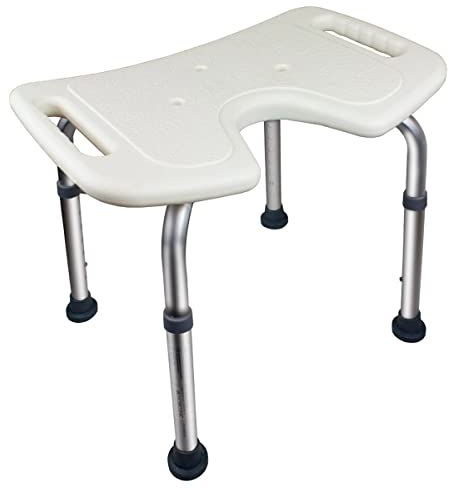 Mobiclinic®, Sedia da Doccia, Regolabile in 7 Altezze, Bahía, Sgabello Bagno, Seduta a U, Fino 100 kg, per Vasca, Piedini Antiscivolo, Alluminio