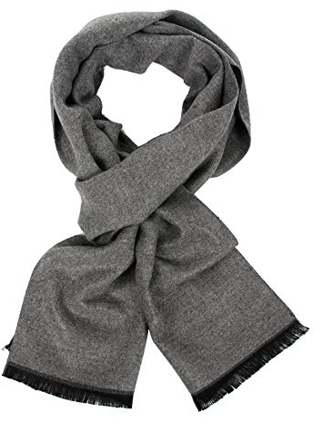 soul young Long Cotton Scarf for Men - Warm Fringe Plaid Scarves With Luxurious Gift Box(Hether Grey)
