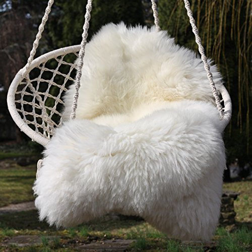 Lammfell Natur Farben Champagner 120-130 cm echtes Merino Schaffell kuschelig weich Teppich ökologische Gerbung von deutschen Schäfereien Naturform Dekofell Premium Schaffell Läufer Sitzunterlage