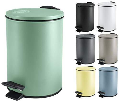 Spirella - Treteimer Adelar - Mattstahl - Geräuschloser Slow-Close-Mechanismus - Anti-Fingerabdruck-Beschichtung - Modernes und Elegantes Design - Mattgrün - 3L