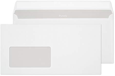 Blake Purely Everyday DL – 110 x 220 mm 75 g/m² selbstklebende Umschläge linkes Fenster (22774) – Box mit 500 Stück