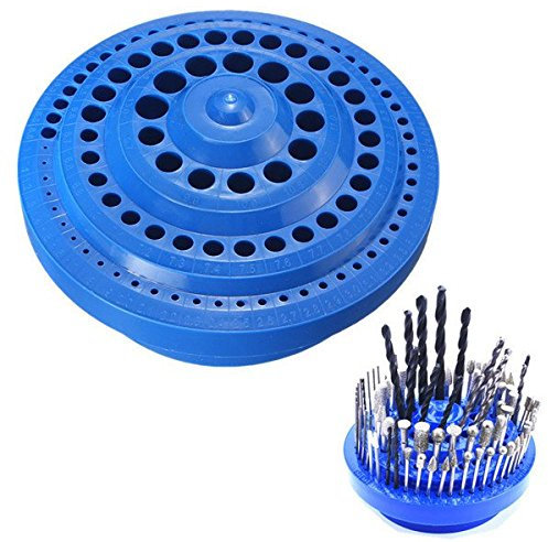 TuToy 100-Loch-Bohrer Aufbewahrungskoffer Multifunktionale Runde Kunststoff-Bohrer-Displaybox Blau