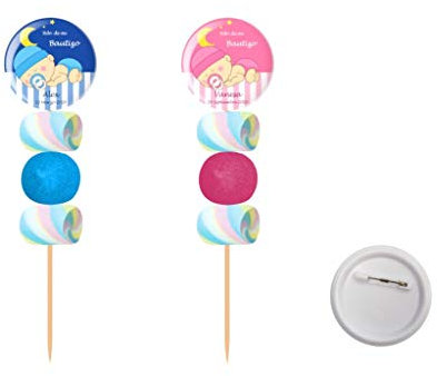 Lote de 30 Originales Brochetas de Golosinas Personalizables  Chapa Alfiler Bautizo (A Elegir). Recuerdos. Juguetes y Regalos para Fiestas de Cumpleaños, Bodas, Bautizos y Comuniones.DC. (NIÑA)