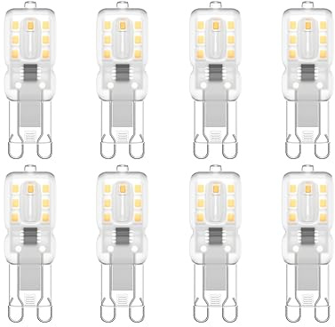 Klighten G9 Led Bombilla 3W Equivalente a 30 W Blanco Cálido 3000K 300LM, 14×2835 SMD Lámpara G9 para Iluminación del Hogar, Paquete de 8