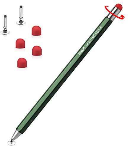 Mixoo Stylus Pen for Touch Screens, 2 in 1 Rotatable Universal Tablet Pen iPad Pencil with 2 Disc/4 Rubber Replacement Tips for iPad Pro/Mini/Air/iPhone/Microsoft and All Touchscreen Devices, Green