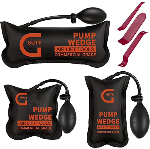 Gute Air Wedge Bags Pump, 3Pack Commercial Inflatable Air Wedges Pump Tool,Air Wedge Bag Tool-Professional Leveling Kit for Variety of Jobs. 300 LB Rating (3Sizes)