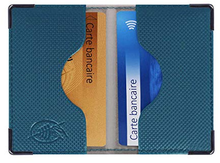 Color Pop Etui 2 Cartes bancaires Anti-piratage (Anti-RFID) - Fabrication française - PVC Silver (Bleu pétrole) - Protection des données bancaires - 9,7 x 6,5 cm