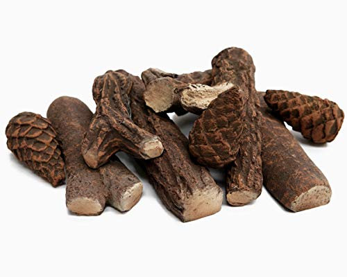 Set di 9 pezzi di legno decorativi in ceramica per caminetti a gas e bioetanolo