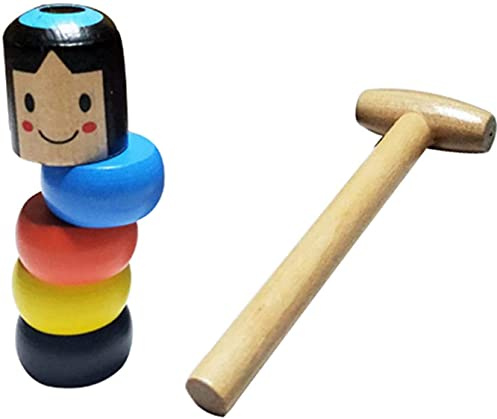 Uposao 2 Stück Unzerbrechliches Magisches Holzspielzeug, Hölzernes Mann Spielzeug Magische Lustige Marionette Daruma mit Magie Wooden Man Magic Toy Weihnachten Stadiums Zauberrequisiten