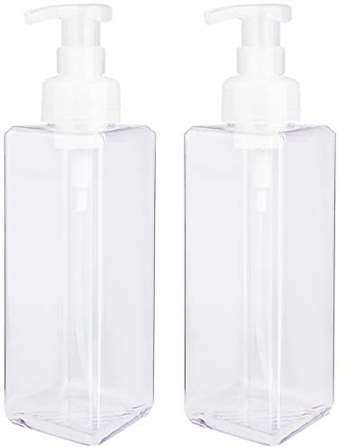 UUJOLY Foaming Soap Dispenser 1L (33.8oz) Refillable Plastic Pump Bottle for Liquid Soap, Shampoo, Body Wash (2 Pcs) (Clear)