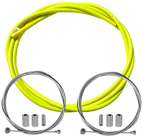 cyclingcolors Guaina freno bicicletta con cavo terminali kit anteriore posteriore compatibile con Shimano Sram città strada vtt performance, Giallo fluo