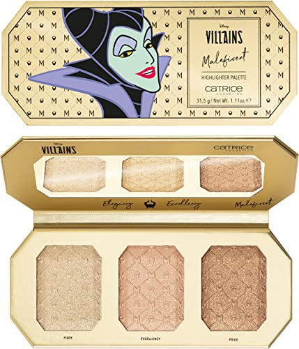Catrice Disney Villains Maleficent Highlighter Palette, Nr. 010, Gold, 3 Gold-Töne, langanhaltend, glänzend, schimmernd, vegan, ölfrei, ohne Alkohol, ohne Parabene, 1er Pack (31.5g)