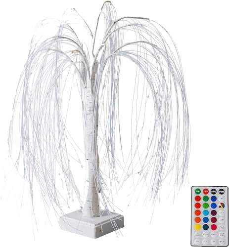 24Inch Lighted Willow Tree, 60 LED Light Ornaments with Dimmable Remote for Christmas, Wedding, and Home Party Decor