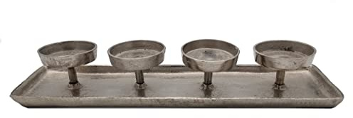 Aluminium Kerzenhalter für 4 Kerzen, ca. 44 x 12 cm | Adventskranz Weihnachten Winter Dekoration Advents Kerzenständer Tischdekoration
