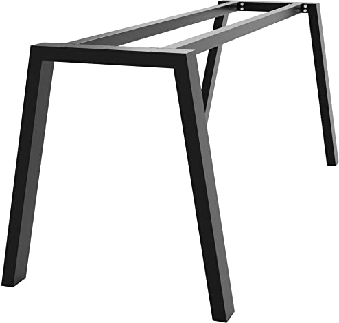 MetaloPro Tischbeine Metall, Schwerlast Stahl Schreibtisch Beine, Tischkufen Schwarz und Schrauben, Bodenschoner, Langlebig Tischgestell für Moderne Couchtisch, Esstisch, Wohnzimmer – 140x70x72 cm