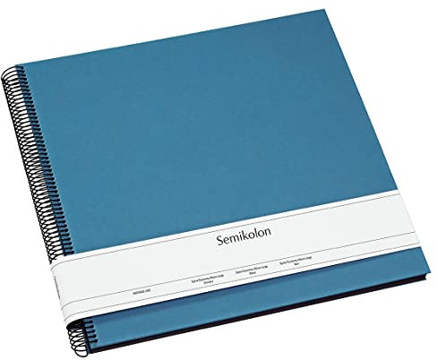 Semikolon 364037 Spiral Album Economy Large - 34,5x33,2 cm - Fotoalbum, 50 Seiten schwarz, Fotobuch, azzurro hell-blau